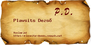 Plavsits Dezső névjegykártya